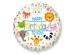 Balon din folie Happy Birthday Animals - 45 cm - 1 buc.
