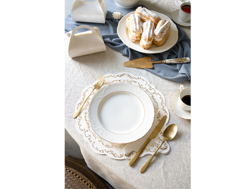 Plăcuțe cu foiță de aur - alb - 35,5 cm - 6 buc.