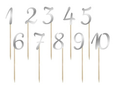 Numere de masă argintii - 10 buc.