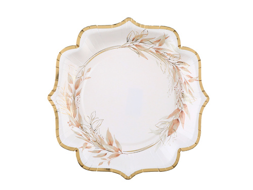 Farfurii de hârtie cu frunze maro - 21 cm - 10 buc.