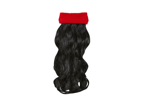 Bandă roșie de sport cu păr negru creț