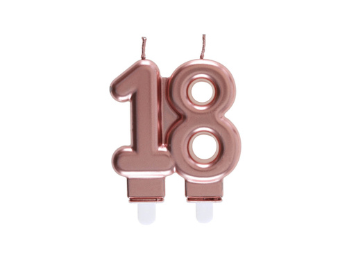 Lumânare pentru petrecerea de 18 ani aur roz - 7,5 cm - 1 buc.