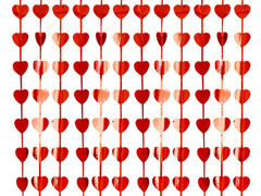 Perdea de inimi roșu metalic - 100 x 200 cm