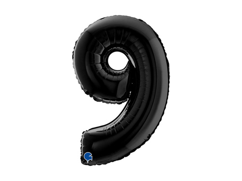 Balon din folie numărul 9 negru - 26" - 1 buc.
