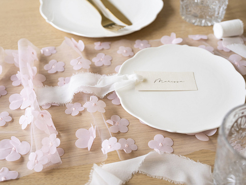 Pânză de masă decorată cu flori roz deschis - 26 cm x 5 m - 1 buc.