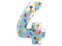 Număr 4 Peppa Pig balon de folie - 52x72 cm - 1 buc.
