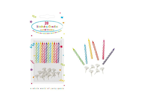 Lumânări aniversare colorate - 6 cm - 20 buc.