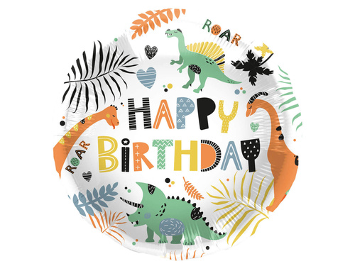 Balon de folie Happy Birthday Dinosaurs - 45 cm - 1 buc.