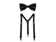 Set accesorii bretele negre cu papion mic - 2 piese.
