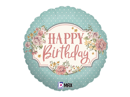 Balon cu folie Vintage Happy Birthday - 46 cm - 1 buc.