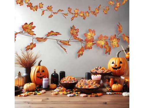 Ghirlandă cu frunze portocalii - 190 cm - 1 buc.