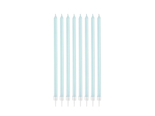 Lumânări aniversare albastru deschis - 15,5 cm - 8 buc.