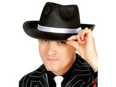 Pălărie de gangster neagră cu ornamente albe - 1 buc.