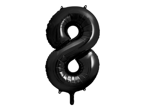 Balon din folie numărul 8 negru - 86 cm - 1 buc.