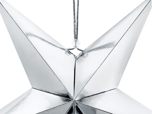 Decorațiune de agățat cu stea din hârtie argintie - 45 cm