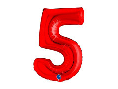 Balon din folie numărul 5 roșu - 14" - 1 buc.