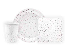 Set de hârtie Dots alb - 44 buc.