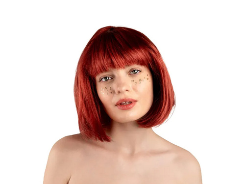 Peruca cu franjuri maro - 1 buc.