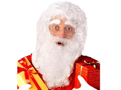 Peruca lui Moș Crăciun cu barbă, mustață și sprâncene