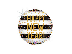 Balon rotund din folie Happy New Year - 14" - 1 buc.