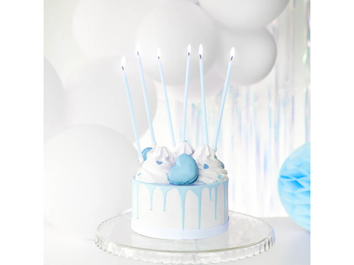 Lumânări albastre lungi pentru ziua de naștere - 15 cm - 8 buc.