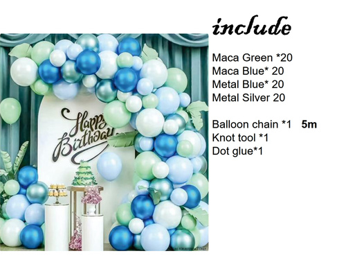 Set baloane ghirlandă albastră și verde - 80 buc.