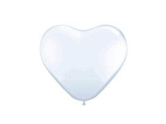 Baloane albe cu inima - 30 cm - 100 buc.
