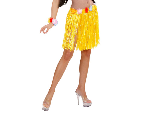 Fustă scurtă hawaiiană galbenă - 45 cm - 1 buc.