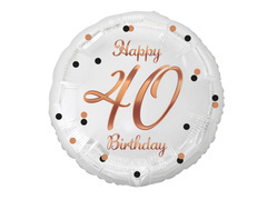 Balon din folie pentru patruzeci de ani cu imprimare de aur roz - 46 cm - 1 buc.