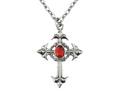 Colier gotic cu cruce cu piatră roșie - 1 buc.