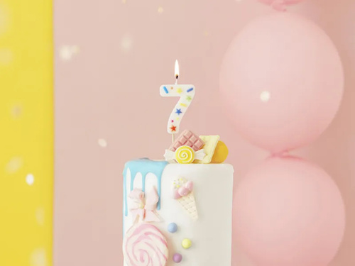 Lumânare confetti număr șapte - 7 - 1 buc.