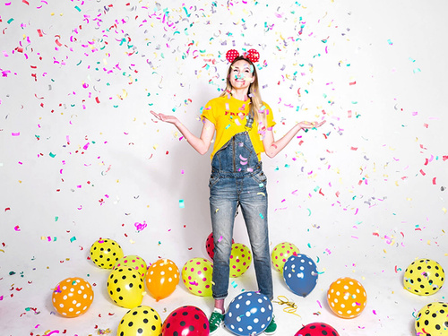 Baloane roșii din latex cu puncte negre - 30 cm - 6 buc.