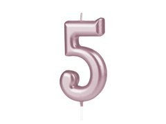 Lumânare cu număr din aur roz - 5 - cinci