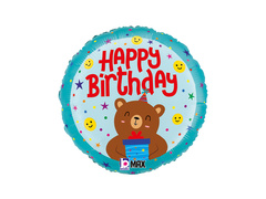 Balon cu folie Birthday Teddy Bear - 35x35 cm - 1 buc.
