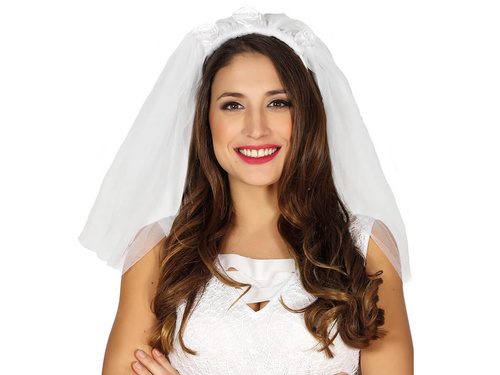 Voal alb cu trandafiri - 1 buc.