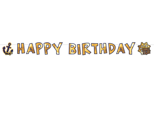 Happy Birthday Banner Pirate Map - 180 cm - 1 buc.