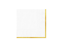 Șervețele de hârtie albe cu margine aurie - 33 cm - 10 buc.