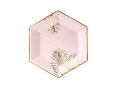 Farfurii cu frunze roz deschis - 23 cm - 6 buc.