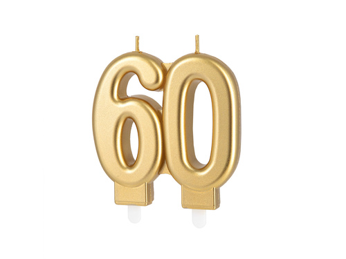 Lumânare aurie aniversară 60 de ani - 7,7 cm - 1 buc.