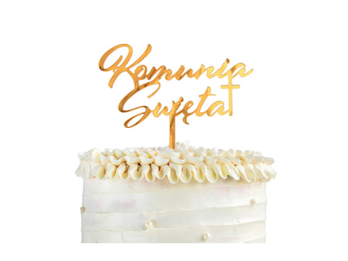 Plexiglas topper tort Sfânta Împărtășanie aur - 1 buc.