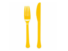 Tacâmuri din plastic galben - 24 buc.