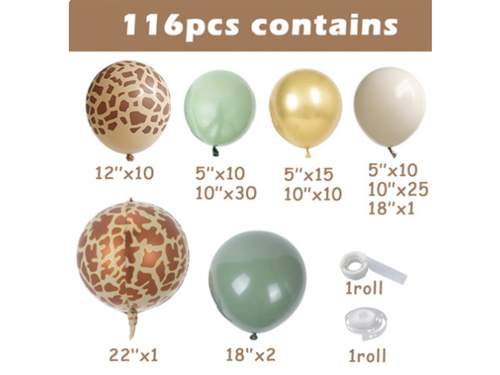 Set de baloane pentru ghirlandă „Safari” – 116 bucăți.
