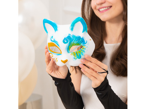 Mască de hârtie albă DIY pisică - 10 buc.