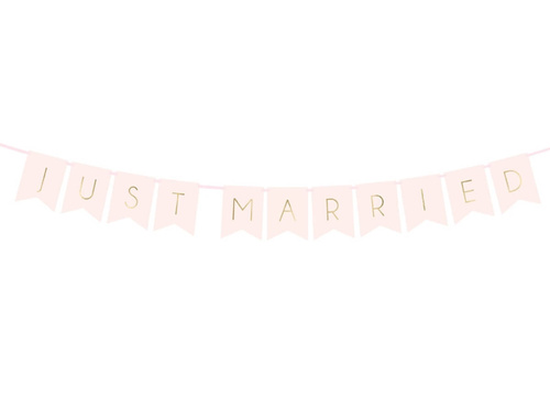 Banner Just Married - roz deschis - 155 cm - 1 buc.