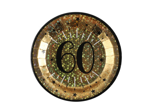 Farfurii strălucitoare pentru a 60-a aniversare - 22,5 cm - 10 buc.