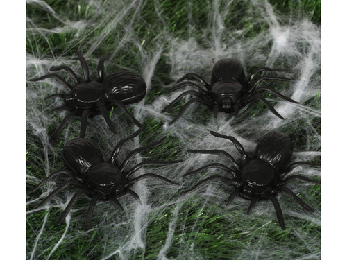 Set de 4 păianjeni din plastic - 10 cm