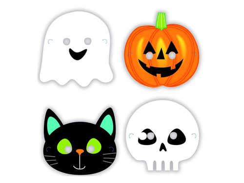 Măști de hârtie de Halloween - 8 buc.