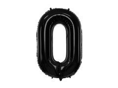 Balon din folie numărul 0 negru - 86 cm - 1 buc.