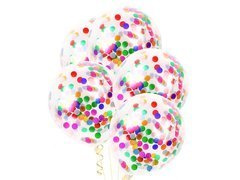 Baloane transparente cu confetti colorate - 30 cm - 5 buc.