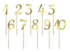 Numere de masă aurii - 10 buc.